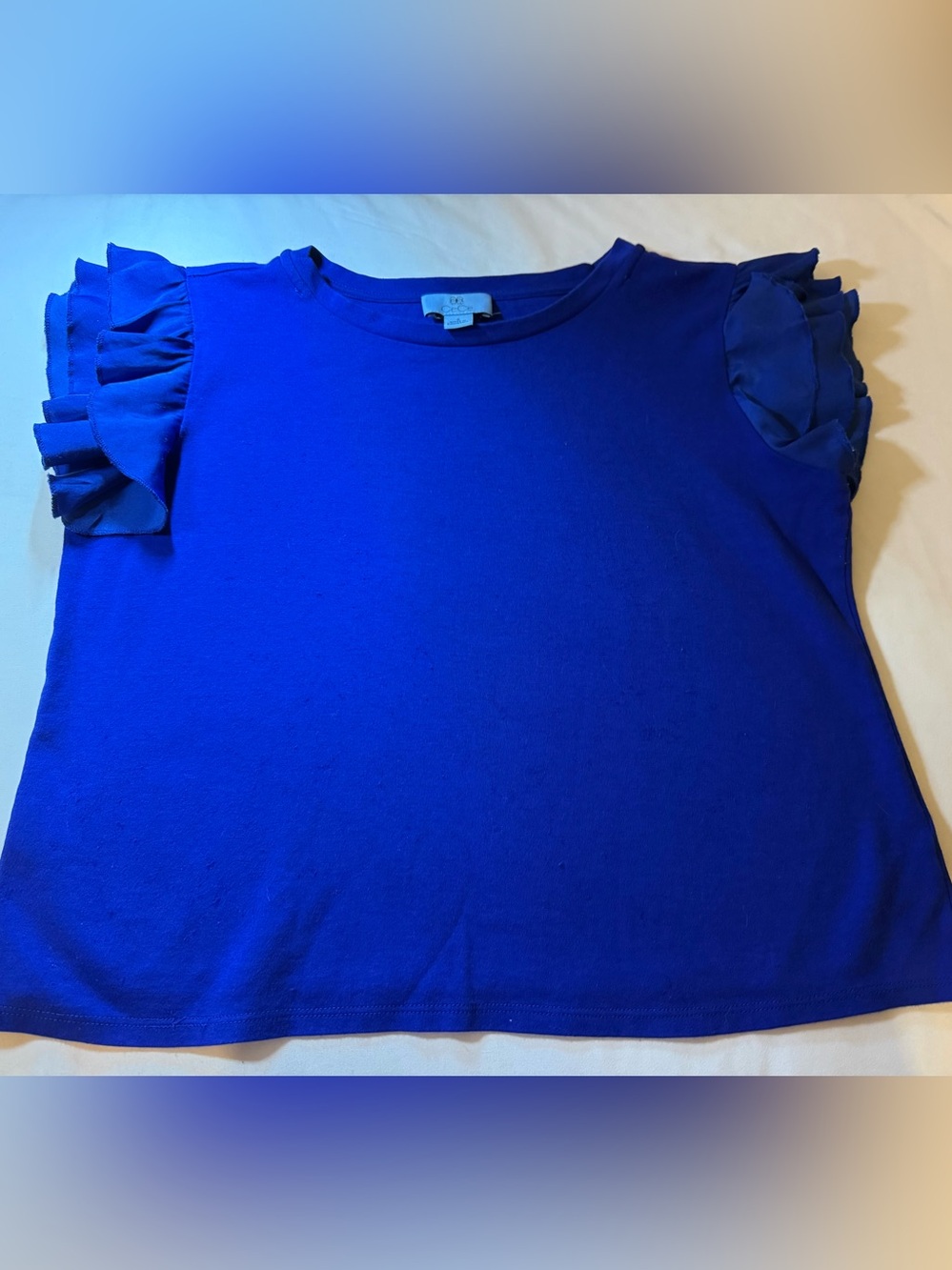 CeCe Royal Blue Ruffle Sleeve Tee